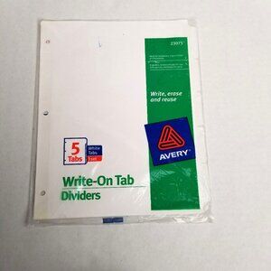 Avery 5 Tab Write On Dividers Sealed 1998 Vintage NOS Y2K Office